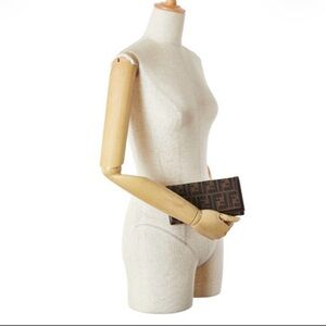 Fendi Brown & Tan Zucca Jacquard Continental Bifold Wallet